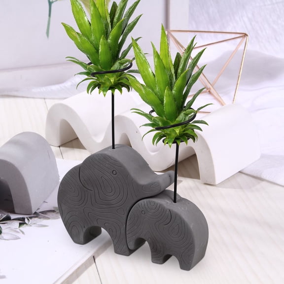 HONMEET Set of 2 Grey Cement Air Plant Holders, Modern Decorative Containers for Small and Indoor Plants