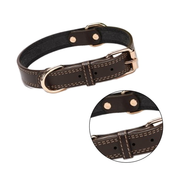 HONMEET Adjustable Pet Collar in Coffee Color, Simple and Adorable Design with Buckle for Dogs and Cats