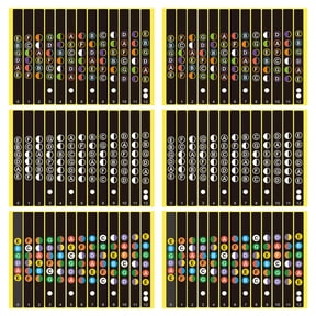 HONMEET Bass Fretboard Stickers Adhesive Black and White 6 Sheets