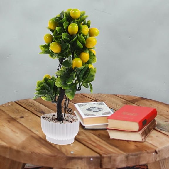 HONMEET Decorative Lemon Tree for Tabletop Ornament Multi Foam PVC 1Pcs