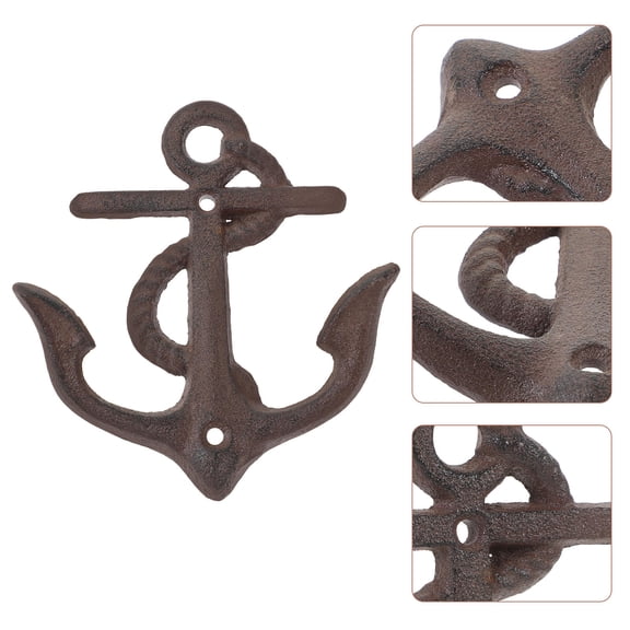 HONMEET Vintage Nautical Anchor Wall Hook Cast Iron Decorative Metal Hook for Bathroom, Kitchen, Entryway, Home Decor - 1 Piece