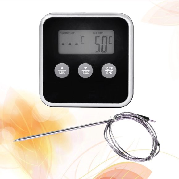 HONMEET Digital Wireless BBQ Thermometer with Timer Alarm for Kitchen Black ABS Programmable Temperature 2