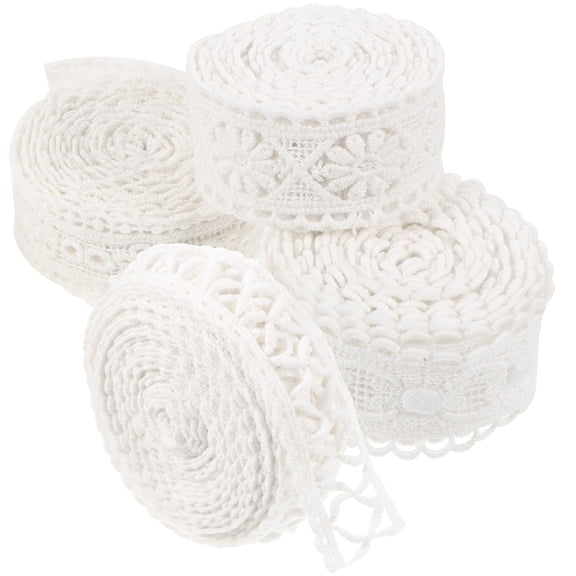 HONMEET White Cotton Lace Trim Fabric for Sewing, Craft Edging, Decorative Material for
