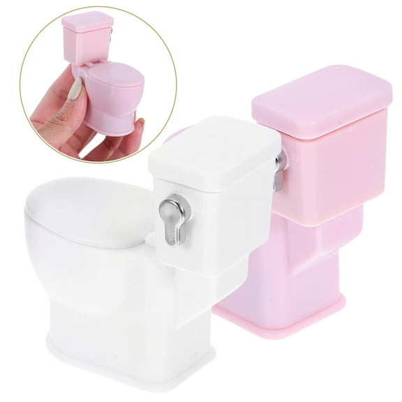 HONMEET Dollhouse Bathroom Accessories Miniature Realistic Toilet Set 2pcs for Kids Home Decoration and Dollhouse Play