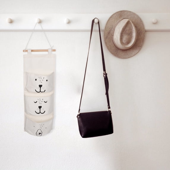 HONMEET White Cotton Linen Hanging Wall Organizer for Bedroom Storage and Home Organization, Stylish and Practical Solution