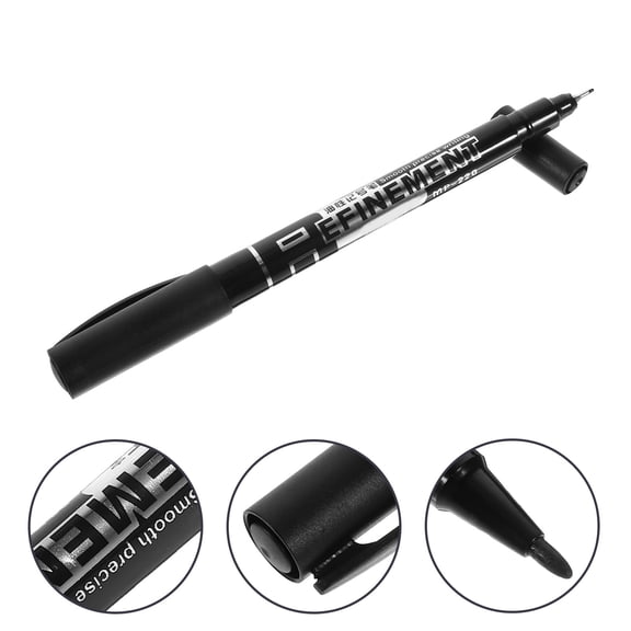 HONMEET Double-Ended Black Ink Marking Pen with Plastic Clip Suitable for Glass Metal Plastic