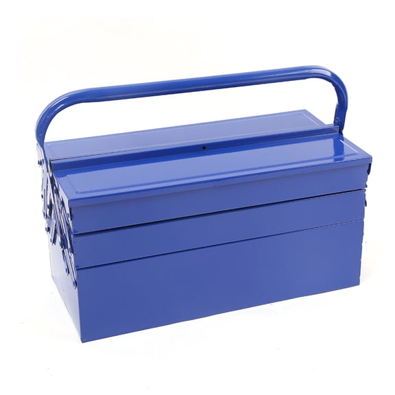 HONMEET Double Layer Green Foldable Toolbox Metal Storage Case with Ergonomic Handle for Organizing Tools
