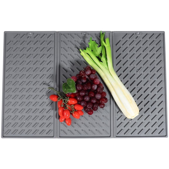 HONMEET Grey Silicone Dish Drying Mat, Quick Dry Foldable Kitchen Drainer, Non- , ,