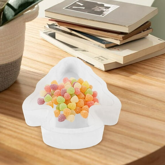 HONMEET Holiday Candy Bowl Christmas Tree Shaped Nuts Bowl White Wood 1Pack