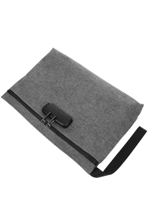 Combination Lock Storage Bag Grey Polyester Travel Organizer High Security