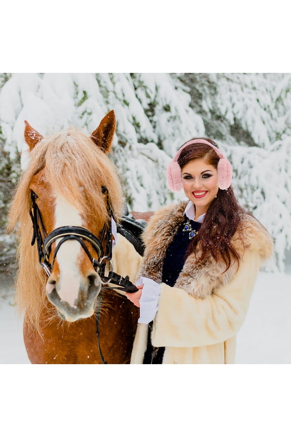 1Pc Folding Pink Warm Ear Muff Plush Winter Ear Cover Durable and Cozy