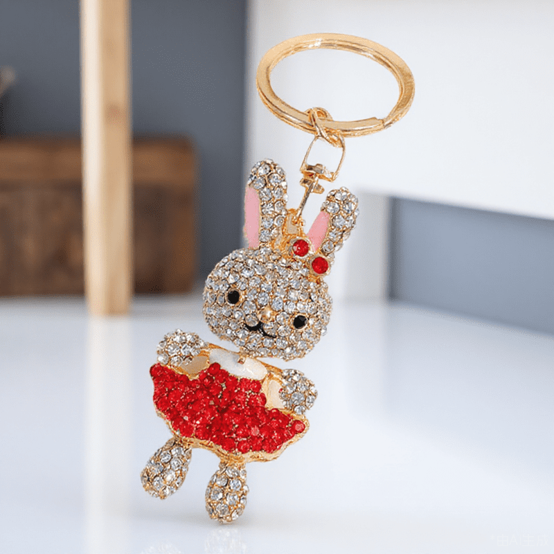 HONMEET Rabbit Keychain Charm Red Metal Keychain 1Pcs Gift for Travel ...