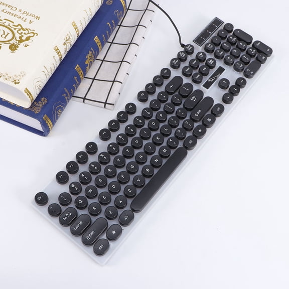 HONMEET Wired Backlit Round Key Keyboard Black Plastic USB Keyboard for PC Phone and Laptop 1 Set