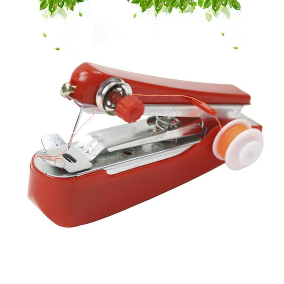 HONMEET Compact Red Sewing Machine Portable Handheld Cordless for Needlework Travel