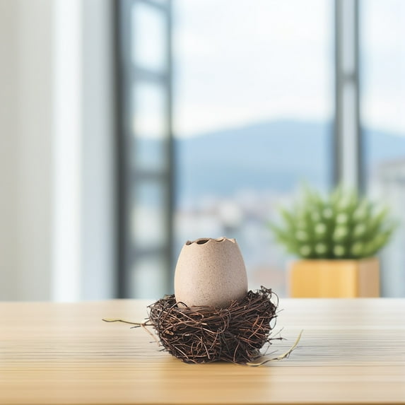 HONMEET Set of 4 Ceramic Bird Eggshell , Multi-Color Decorative Indoor and Outdoor Plant Pots, 4.3x4.3x3.3in