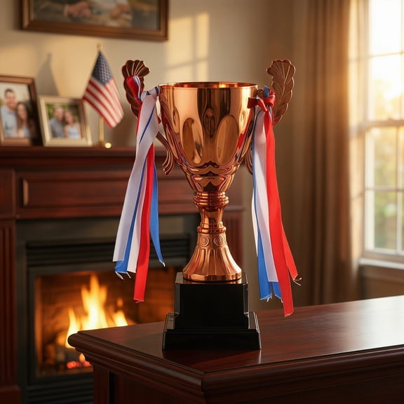 HONMEET Stylish Metal Basketball Trophy Cup with Ribbon for League, Team Awards and Sports Recognition