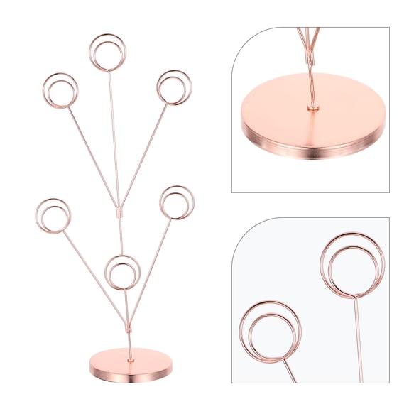 HONMEET Rose Metal Photo Tree Holder with Clips, Display Stand for Cards, Notes, and Photos