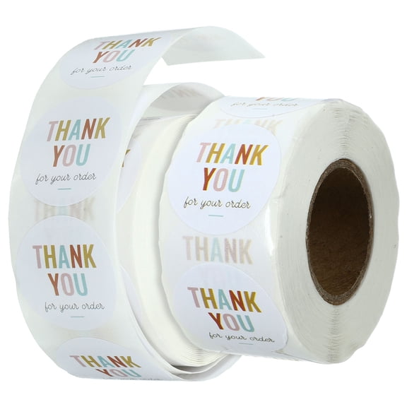HONMEET Round T You Sticker Roll for Packaging Orders with Assorted Colors Self Adhesive Sealing Stickers