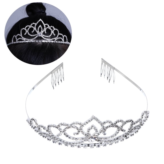 HONMEET Creative Bride Headdress Rhinestone Crown Silver 1Pcs for Prom Events
