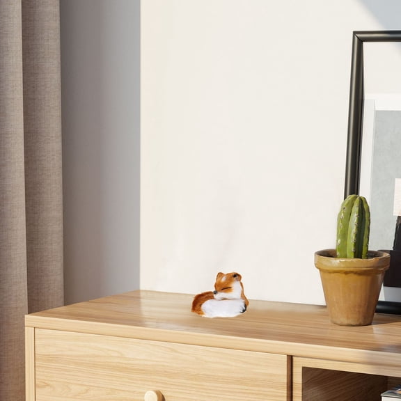 HONMEET Faux Realistic Fox Plush Animal Figurine for Desktop and Office Decor