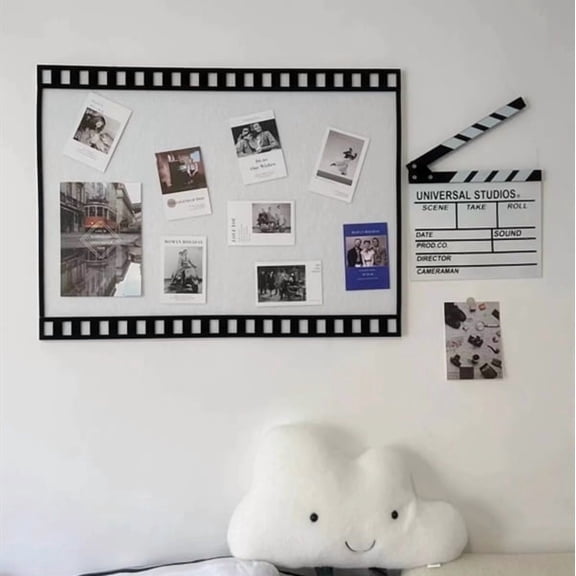 HONMEET Felt Filmstrip Wall Bulletin Board - Film Strip Bulletin Board Self Adhesive Felt Memo Mat for Photos Pictures and Notes Wall Decoration for Home Office and Classroom