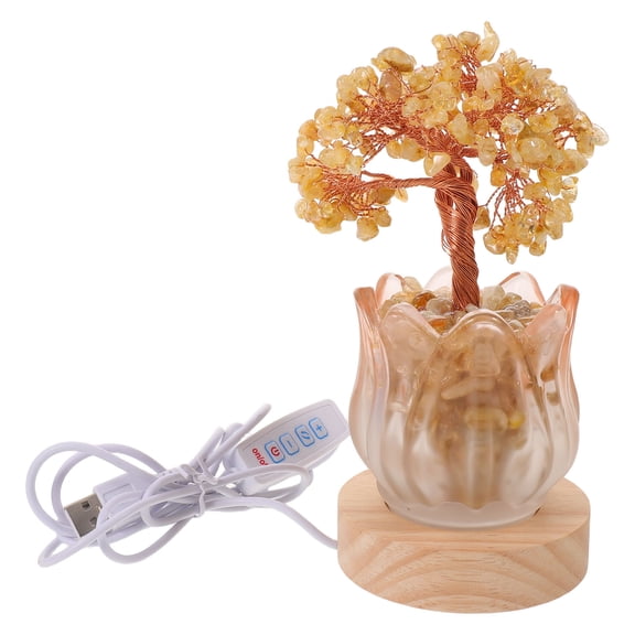 HONMEET Feng Shui Citrine Money Tree Lamp for Home and Office Decorative Night Light