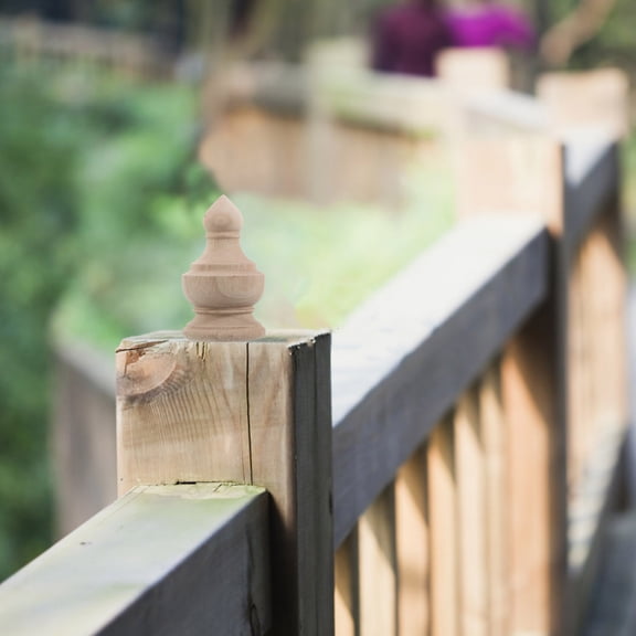 HONMEET Natural Wood Bed Post Finial Decorative Carved Column Cap for Home Stair Railings and Furniture
