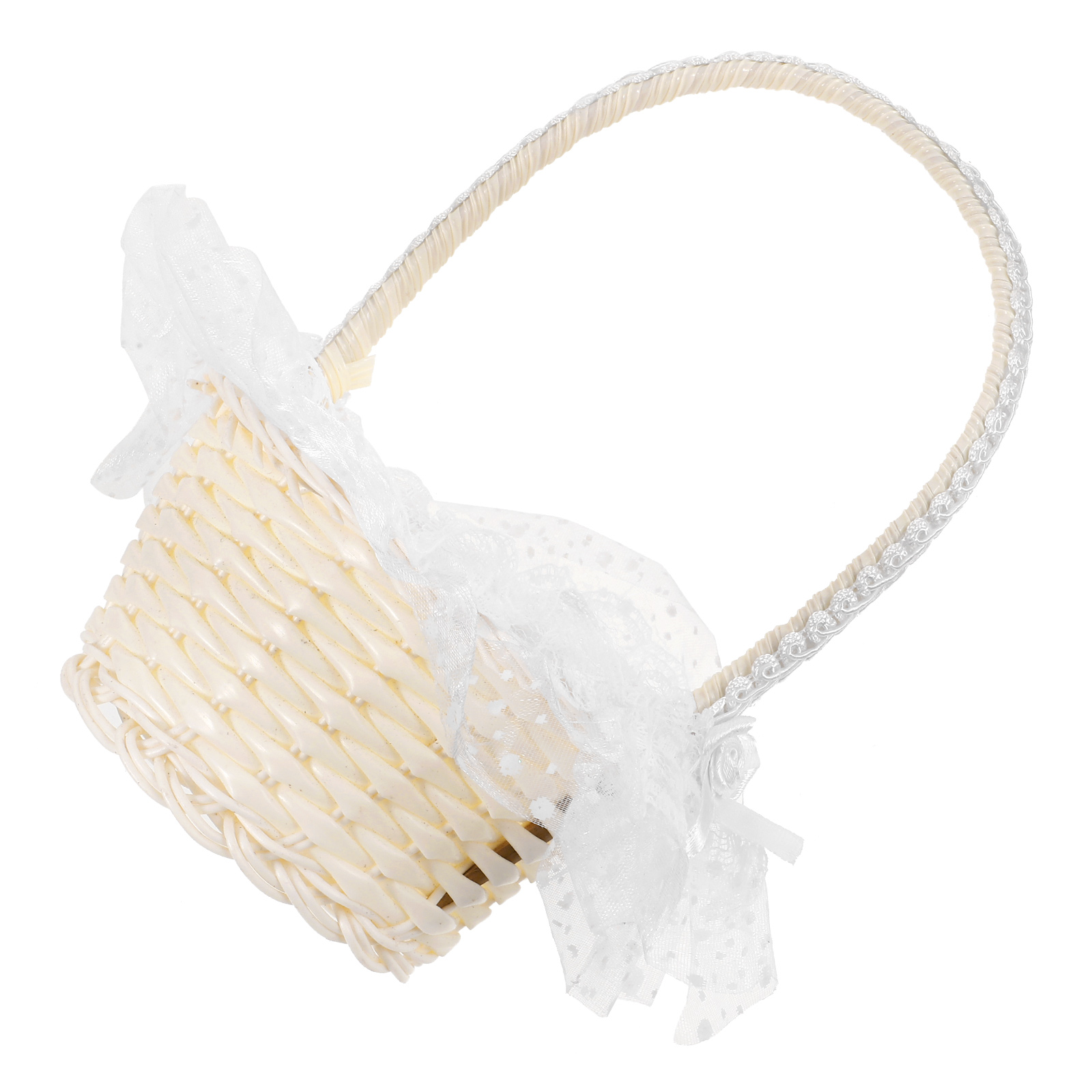 Vaguelly Handmade Woven Flower Basket - Natural Straw Willow Basket For Girls, Summer Beach Bag, 23x13x16cm