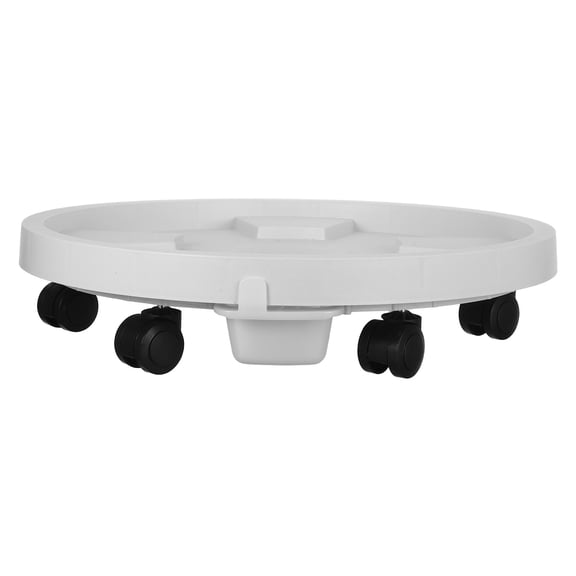 HONMEET Round Mobile Plant Stand White Plastic Easy Mobility Sturdy Support 1Pack