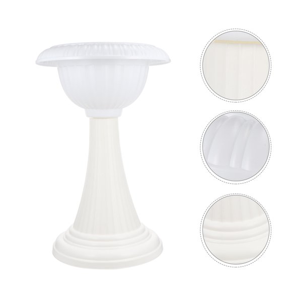 HONMEET European Style High Foot Stage Flowerpot White Plastic Plant Container 1Pcs