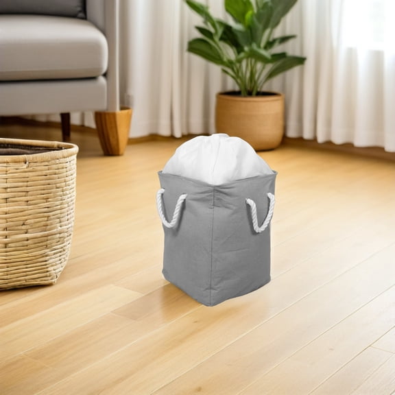 HONMEET Foldable Grey Corner Laundry Hamper Fabric Triangle Storage Basket for Home Organization