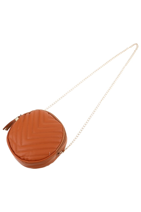 Brown Fringe Western Crossbody Purse for Women, Round Compact Bag with Iron Accents, Stylish and 1 Set