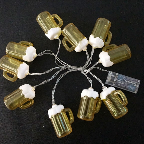 HONMEET Funny Lights String Yellow LED Plastic Beer Glass for Bar Store Decoration