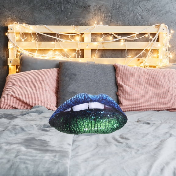 HONMEET Unique Lip Shaped Decorative Cushion with Double Sided Print and Removable Cover
