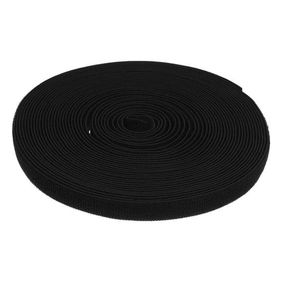 HONMEET Black Elastic Hook and Tape, Adhesive Nylon Strap, 20 Yards for Crafts, Repairs, and Projects