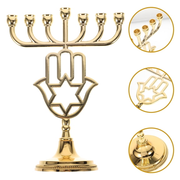 HONMEET Vintage Style 7 Branch Hanukkah Candle Stand Metal Candelabrum for Tabletop