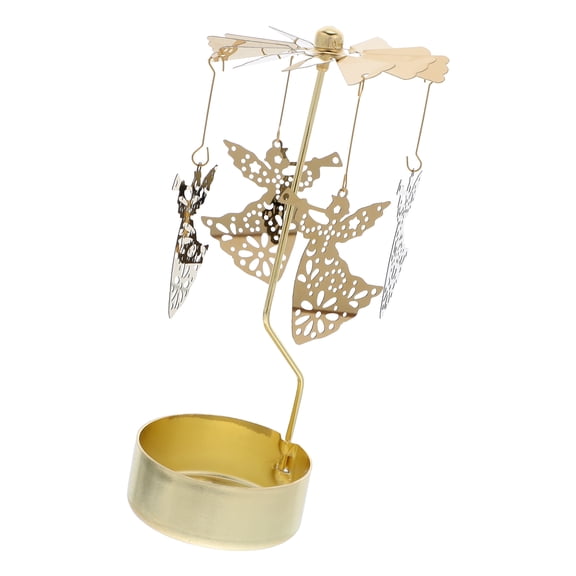 HONMEET Golden Metal Iron Rotating Candle Holder with Carousel for Elegant Home Decoration and Stylish Ambiance