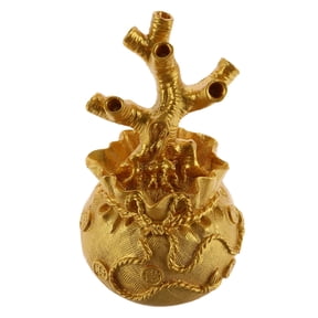 HONMEET Golden Resin Money Bonsai Tree Desktop Decor, Traditional Chinese Handmade Lucky Symbol, 5.53.33.3in