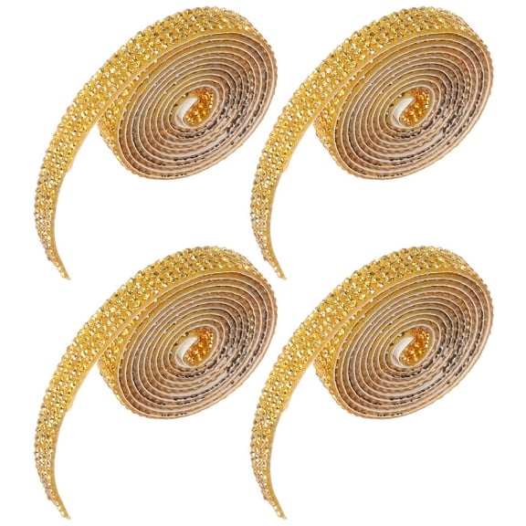 HONMEET Golden Sparkling Rhinestone Ribbon Self Adhesive Roll for Easy Craft and Clothing Decoration