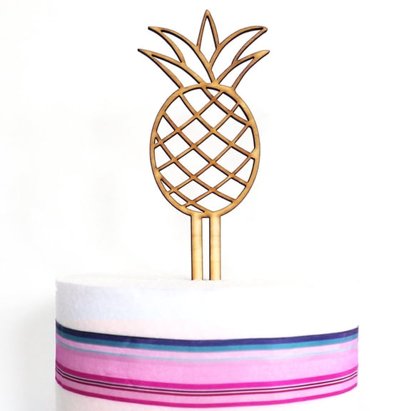 HONMEET Creative Golden Pineapple Wooden Cake Decoration Party Cake Topper for Home and Event