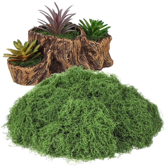 HONMEET Artificial Faux Moss for Potted Plants, 300g Green Polyester Decor