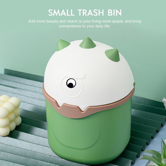 HONMEET Green Small Trash Can with Lid Compact Desktop Waste Paper Container for Home