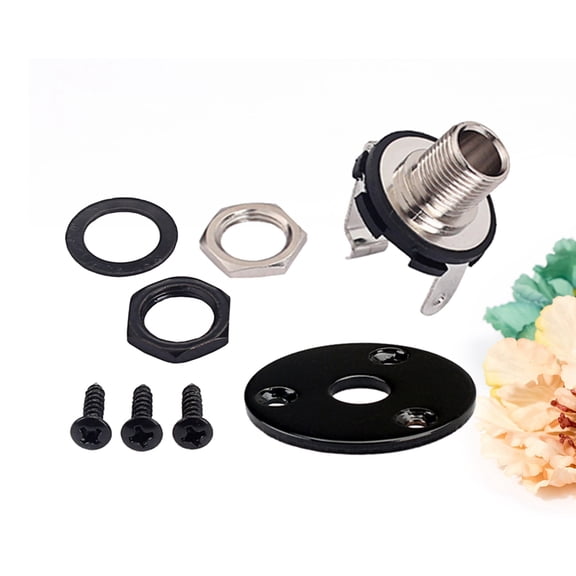 HONMEET Glossy Black Electric Bass Guitar Output Jack Socket with Mounting Screws for Easy Installation
