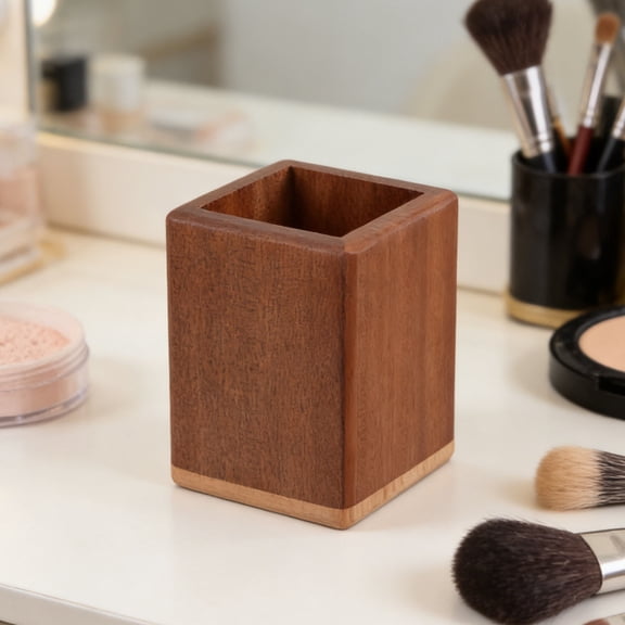 HONMEET HONMEET Rustic Wooden Makeup Brush Storage Box with Multifunctional Design for Desk Or Vanity