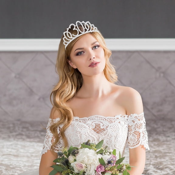 HONMEET Plated Silver Number Crown Headwear Hair Accessories for Decoration