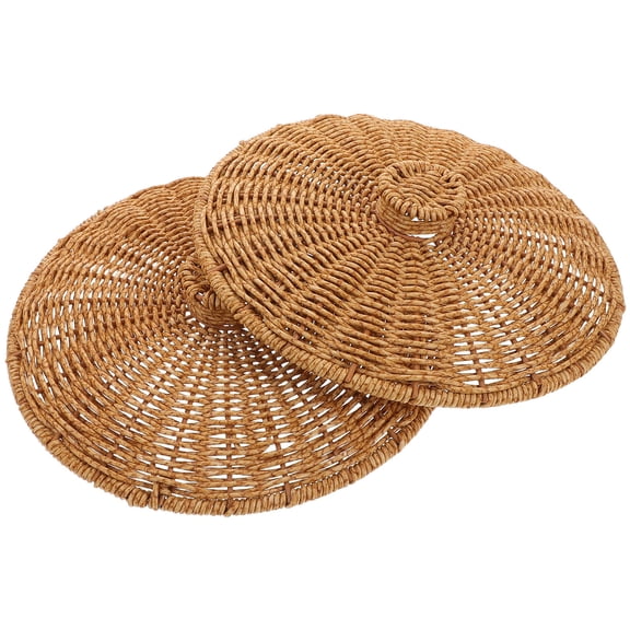HONMEET Handwoven Plastic Basket Lid Accessory, Replacement Cover for Storage Baskets, Picnic Hampers, Home Organization