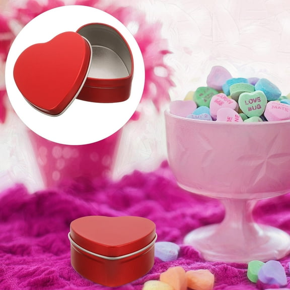 HONMEET Heart Shaped Candy Containers 10Pcs Red Tinplate Valentines Day Bridal Shower Wedding