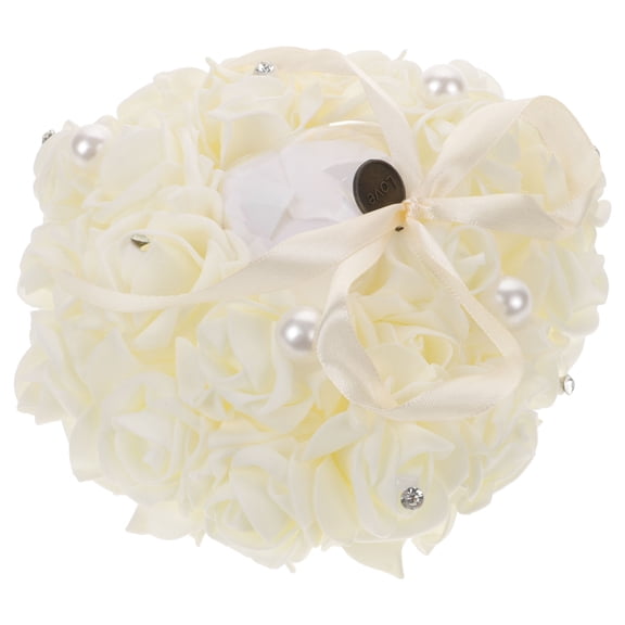 HONMEET Engagement Ring Holder with Romantic Heart Pillow Ivory 1Pack