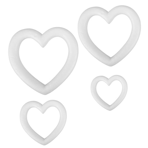 HONMEET 4Pcs White Foam Heart Wreaths Lightweight Foam Hearts for Party Decoration