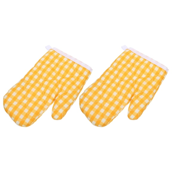 HONMEET Oven Mitts Yellow Polyester Heat-Resistant for Kitchen Use Space-Saving Design